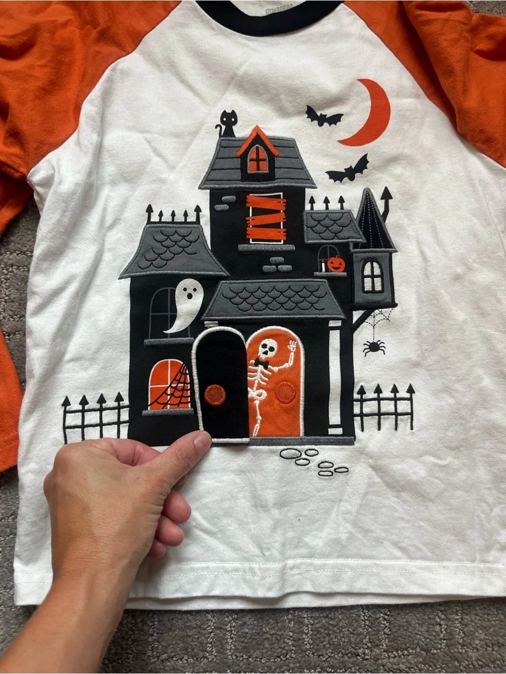 Gymboree Kids Halloween Haunted House Raglan Shirt - Orange & White